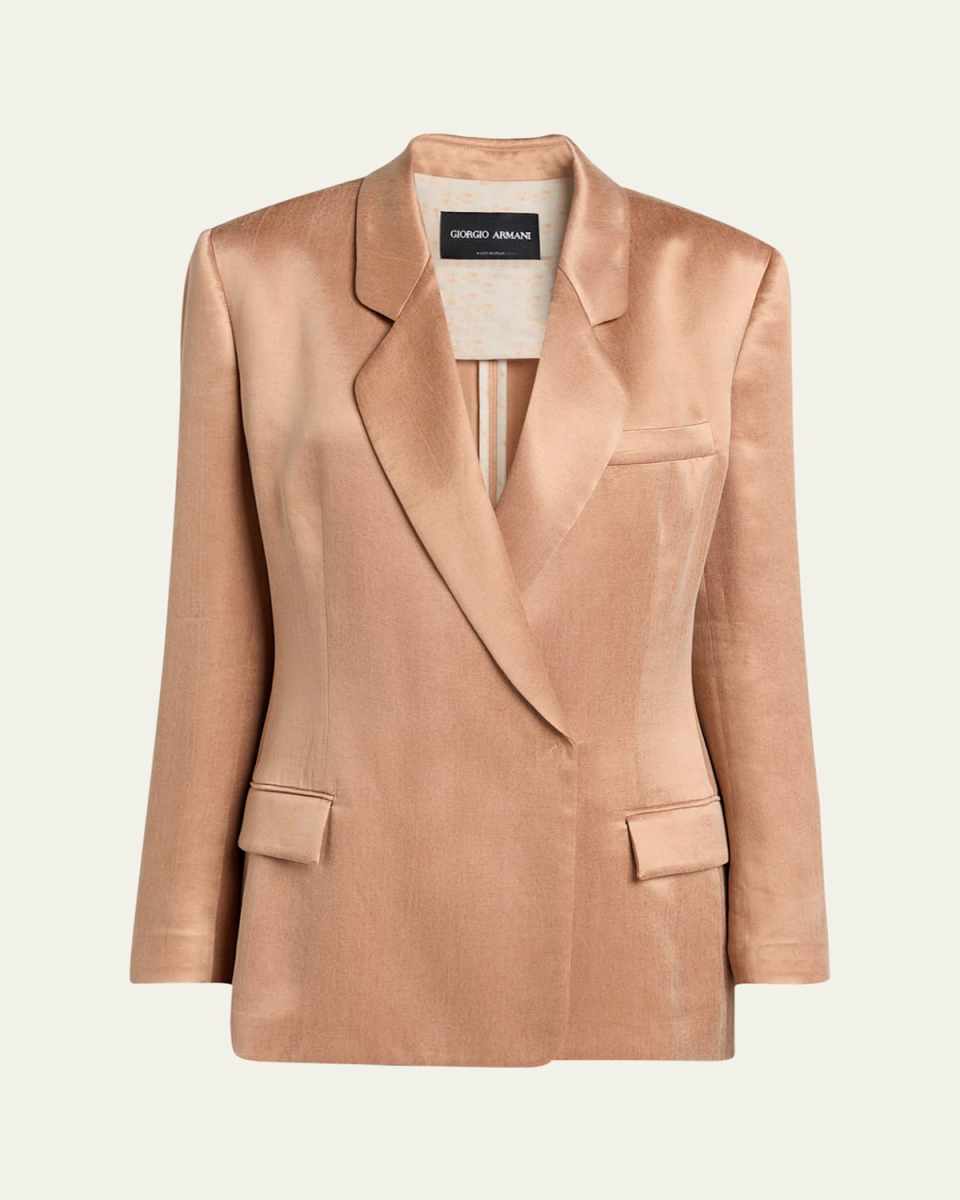 Cupro Double-Breasted Blazer Jacket